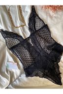 Siyah Dantel Şık Bodysuit
