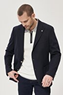 Altınyıldız Classics Erkek Lacivert Slim Fit Dar Kesim Kırlangıç Yaka Desenli Casual Ceket