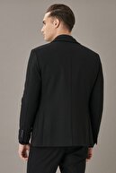Altınyıldız Classics Erkek Siyah Slim Fit Dar Kesim Mono Yaka Casual Ceket