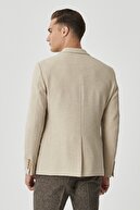 Altınyıldız Classics Erkek Bej Slim Fit Dar Kesim Kırlangıç Yaka Klasik Ceket