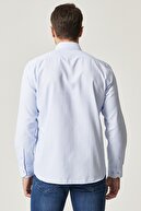 Altınyıldız Classics Erkek Beyaz-mavi Tailored Slim Fit Dar Kesim Italyan Yaka Baskılı Gömlek