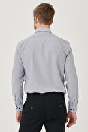 Altınyıldız Classics Erkek Beyaz-siyah Tailored Slim Fit Dar Kesim Italyan Yaka Baskılı Gömlek