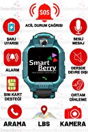 Smartberry Çocuk Yeşil Konum Takipli Sim Kart Girişli Lbs Ve Sos Özellikli Akıllı Saat