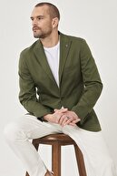 Altınyıldız Classics Erkek Yeşil Slim Fit Dar Kesim Kırlangıç Yaka Desenli Casual Ceket