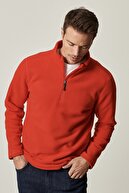 Altınyıldız Classics Erkek Kırmızı Standart Fit Günlük Rahat Fermuarlı Yaka Polar Spor Sweatshirt