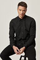 Altınyıldız Classics Erkek Siyah Tailored Slim Fit Dar Kesim Düğmeli Yaka Oxford Gömlek