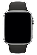 Fibaks Unisex Siyah Apple Watch 44mm A+ Yüksek Kalite Spor Klasik Silikon Kordon Uyumlu