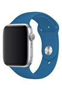 Fibaks Mavi Apple Watch 44mm A+ Yüksek Kalite Spor Klasik Silikon Kordon
