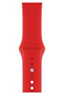 Fibaks Kırmızı Apple Watch 44mm A+ Yüksek Kalite Spor Klasik Silikon Kordon Uyumlu