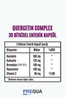PREQUALIFE Quercetin Complex 30 Bitkisel Enterik Kapsül-kuersetin, Kurkumin, Bromelain, Resveratrol, Vitamin C