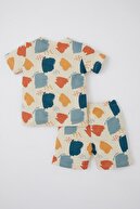 Defacto Erkek Bebek Regular Fit Yeni Doğan Baskılı Organik Pamuklu Pijama Takım
