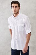 Altınyıldız Classics Erkek Beyaz Comfort Fit Rahat Kesim %100 Pamuk Flamlı Gömlek