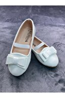 ALMİNA Ayakkabı Kız Çocuk Beyaz Rugan Babet