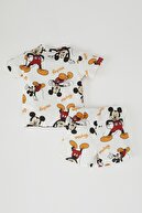 Defacto Erkek Bebek Disney Mickey & Minnie Lisanslı Regular Fit Pamuklu Kısa Kollu Şortlu Pijama Takım