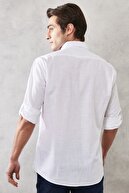 Altınyıldız Classics Erkek Beyaz Comfort Fit Rahat Kesim %100 Pamuk Flamlı Gömlek