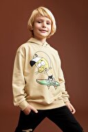 Defacto Erkek Çocuk Kral Şakir Lisanslı Relax Fit Kapüşonlu Sırt Baskılı Sweatshirt