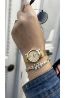 Ricardo Kadın Gold Hasır Çelik Kordon Vintage Kol Saati