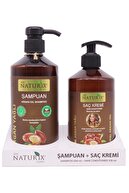 Naturix Tuzsuz Şampuan 2'li Doğal Argan Yağlı Şampuan 600 ml 500 ml Argan Yağlı Saç Kremi