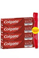 Colgate Visible White Maksimum Beyazlık Beyazlatıcı Diş Macunu 75 Ml 4x75 Ml + Fırça Kabı Hediye