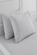 Hediye Nest Buz Gri 2�li Yastık Kılıfı Beyaz Fermuarlı 50x70 Cm Fiyatı