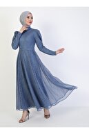 Loreen Dantel Detaylı Abiye Elbise - Açık Mavi -