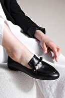 Marjin Kadın Loafer Incili Günlük Ayakkabı Ninsa siyah