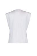 TRENDYOLMİLLA Beyaz Kolsuz Basic Örme T-Shirt TWOSS20TS0021