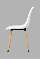 VİLİNZE Eames Naturel Ahşap Ayak Plastik Beyaz Sandalye