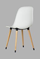 VİLİNZE Eames Naturel Ahşap Ayak Plastik Beyaz Sandalye