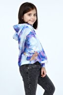 Stiloda Kız Çocuk Elbise Kemer Üstü Sweatshirt Giyim Mor Batik Kapşonlu Kıyafet