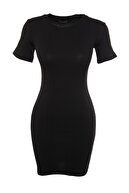 TRENDYOLMİLLA Siyah Mini Örme Elbise TWOSS19AD0053