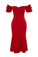 TRENDYOLMİLLA Kırmızı Yaka Detaylı Elbise TPRSS21EL0053