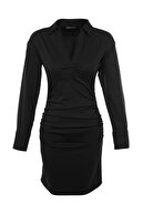 TRENDYOLMİLLA Limited Edition Siyah Yaka Detaylı Elbise TWOAW21EL1388