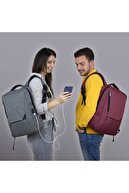 My Valice Smart Bag Active Usb Şarj Girişli Slim Notebook Sırt Çantası Bordo