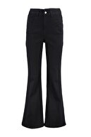 TRENDYOLMİLLA Siyah Dikiş Detaylı Süper Yüksek Bel Wide Leg Jeans TWOSS20JE0015