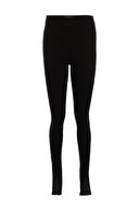 TRENDYOLMİLLA Siyah Yırtmaçlı İnterlok Örme Pantolon TWOAW21PL0263