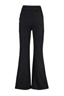 TRENDYOLMİLLA Siyah Dikiş Detaylı Süper Yüksek Bel Wide Leg Jeans TWOSS20JE0015