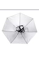 eleven market Beyaz Lastikli Plaj Yazlık Kafa Şemsiyesi Güneşten Korunmak Için Şapka Şemsiye Güneş Koruyucu