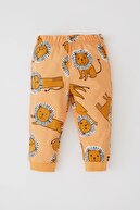 Defacto Erkek Bebek Regular Fit Aslan Baskılı Pamuklu Kısa Kollu Uzun Pijama Takım