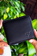 کیف پول زیپ دار یونیسکس کارول چرم اصل-thumb