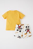 Defacto Erkek Bebek Disney Mickey & Minnie Lisanslı Regular Fit Kısa Kollu Şortlu Pijama Takım