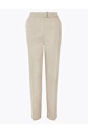 Marks & Spencer Kadın Ekru Toka Detaylı Straight Leg Pantolon T59005348