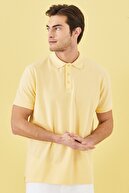 Altınyıldız Classics Erkek Sarı Polo Yaka Cepsiz Slim Fit Dar Kesim %100 Pamuk Düz Tişört