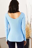 بلوز مجلسی یقه گشاد آبی بی بی زنانه BLZ-19000722