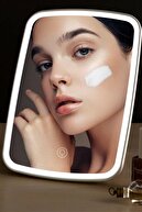Asfal Masaüstü Dokunmatik Makyaj Aynası Led Işıklı Beyaz Renk Make Up Mirror