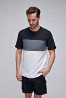 GRIMELANGE JASON Beyaz Jakarlı Kumaşlı Yumuşak Dokulu Parçalı Basic T-Shirt