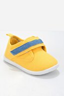 Pommy Kids Şerit Detaylı Cırt Cırtlı Sarı Unisex Bebek Ayakkabısı