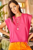 تی شرت خفاشی تکه ای فوشیا زنانه TSH-19000330-thumb