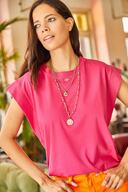 تی شرت خفاشی تکه ای فوشیا زنانه TSH-19000330-thumb