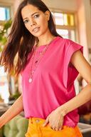 تی شرت خفاشی تکه ای فوشیا زنانه TSH-19000330-thumb